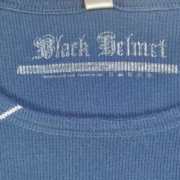 Moto rider Black Helmet crew neck knit pullover men's size XL dark blue graphic - Picture 5 of 8